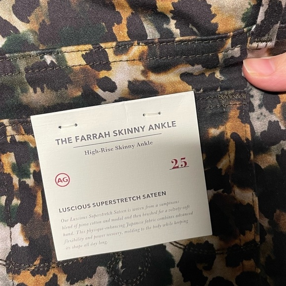 AG Adriano Goldschmied high rise Farrah ankle skinny camo leopard jeans 25 Nwt - Picture 7 of 12